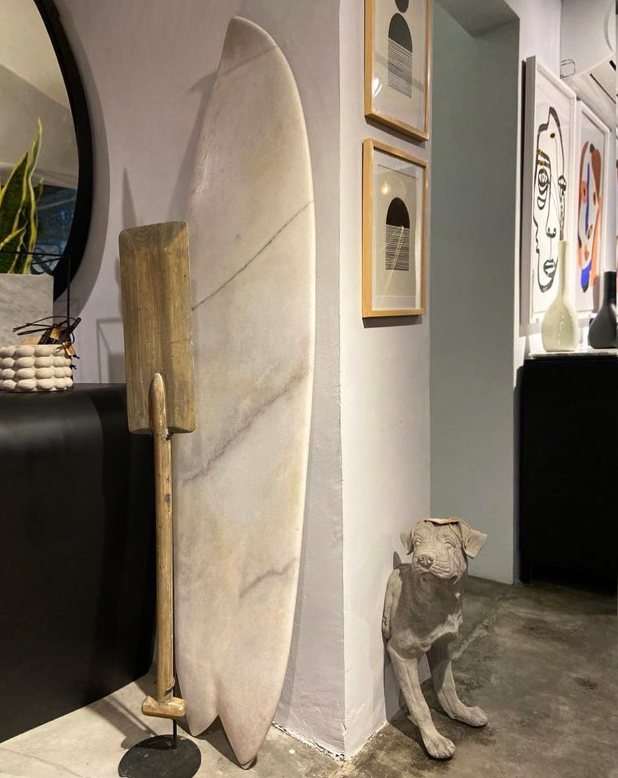 White Carrara Marble Surfboard