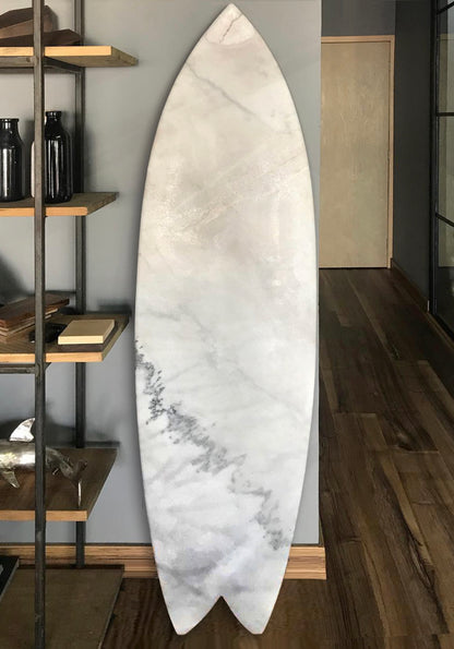 White Carrara Marble Surfboard